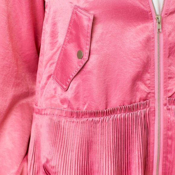 MYSTREE Pink Satin Pleated Hem Bomber Jacket - Picture 7 of 7